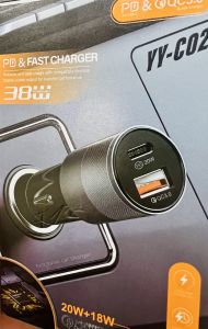 Adaptér, nabíječka do auta rychlá 1x USB + 1x USB-C YY-CO2 - BR8152