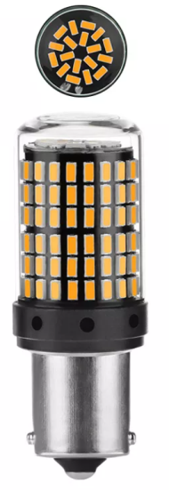 Autožárovky P21W 144 SMD LED, BA15S, canbus, dvoupolové, oranžové 2ks